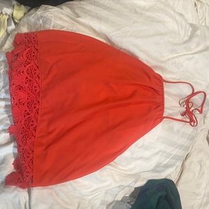 Coral colored halter top - Blouse material. Very cute and flattering! Runs small